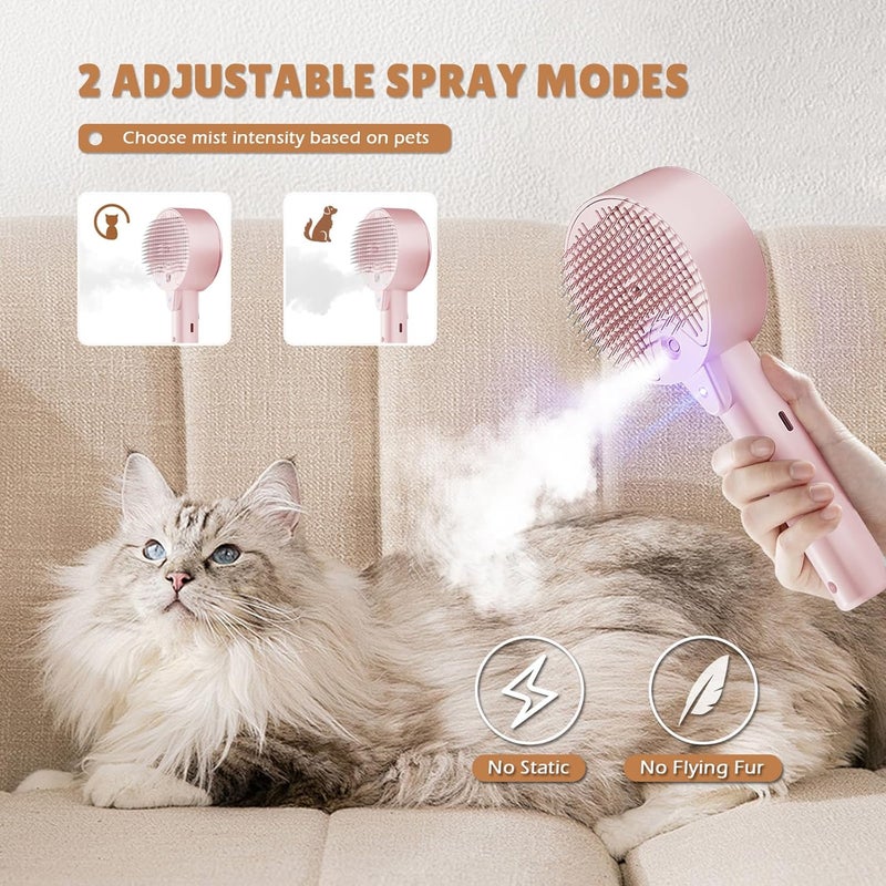 YEAHGO Cat Steam Brush,Cat Brushes for Indoor Cats, 4 In 1Spritz Spray Defur Comb, Cloud Care Shedding Control, Pet Grooming Brush for Long Short Hair Cats Dogs, Massage Clean Design Pet Steam Brushes - Image 4